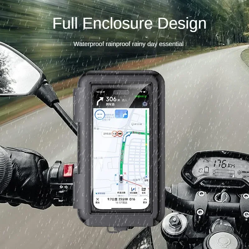 Motorcycle Phone Holder Support Moto Bicycle Waterproof Case Handlebar Stand Case Mount Waterproof Scooter Motorbike Phone Bag