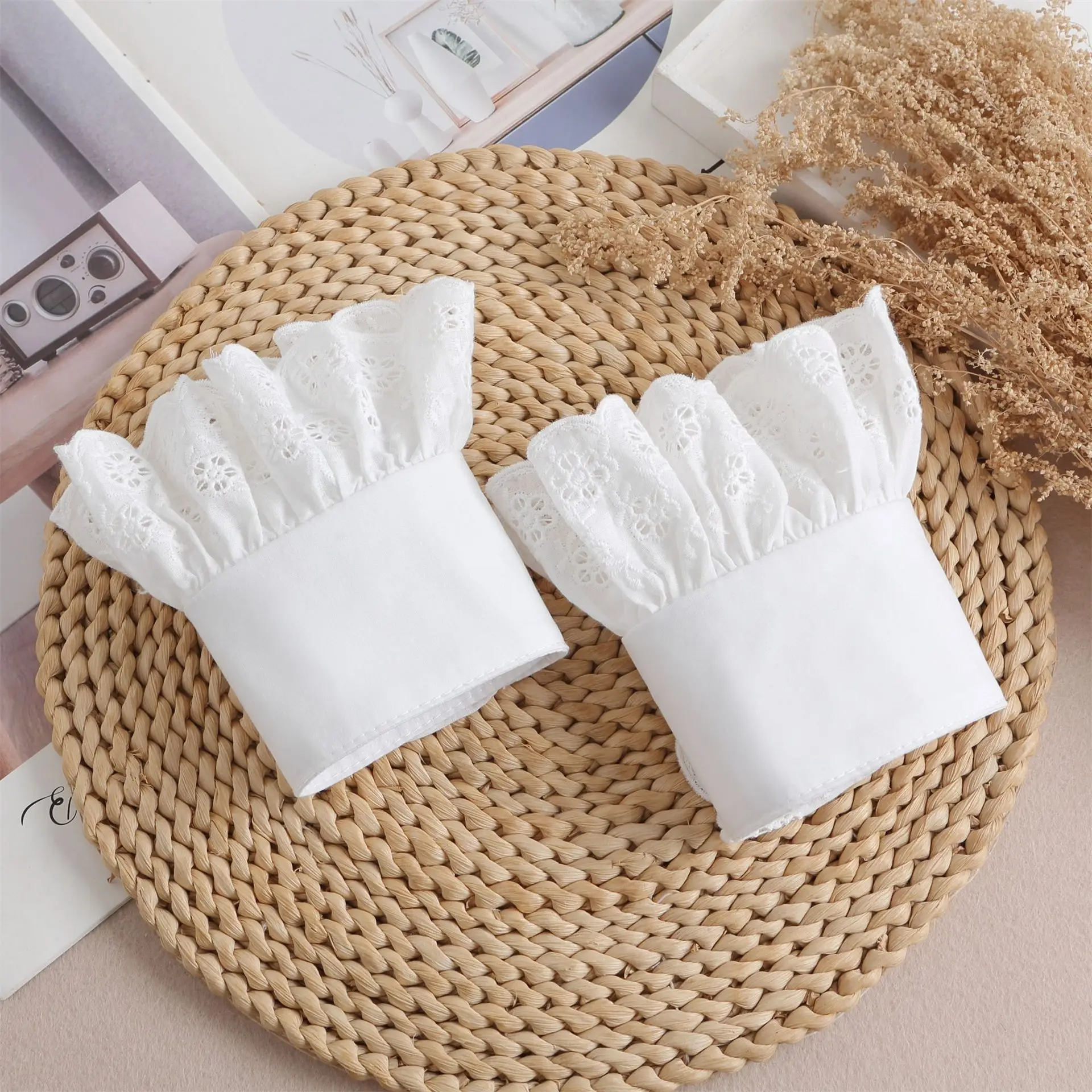 꽃 레이스 커프스 웨딩 드레스 셔츠 용 가짜 슬리브 분리형 가짜 슬리브 확장 손목 따뜻한 장식