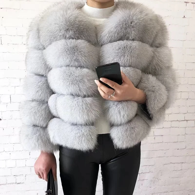 2024 new style real fur coat 100% natural fur jacket female winter warm leather fox fur coat high quality fur vest