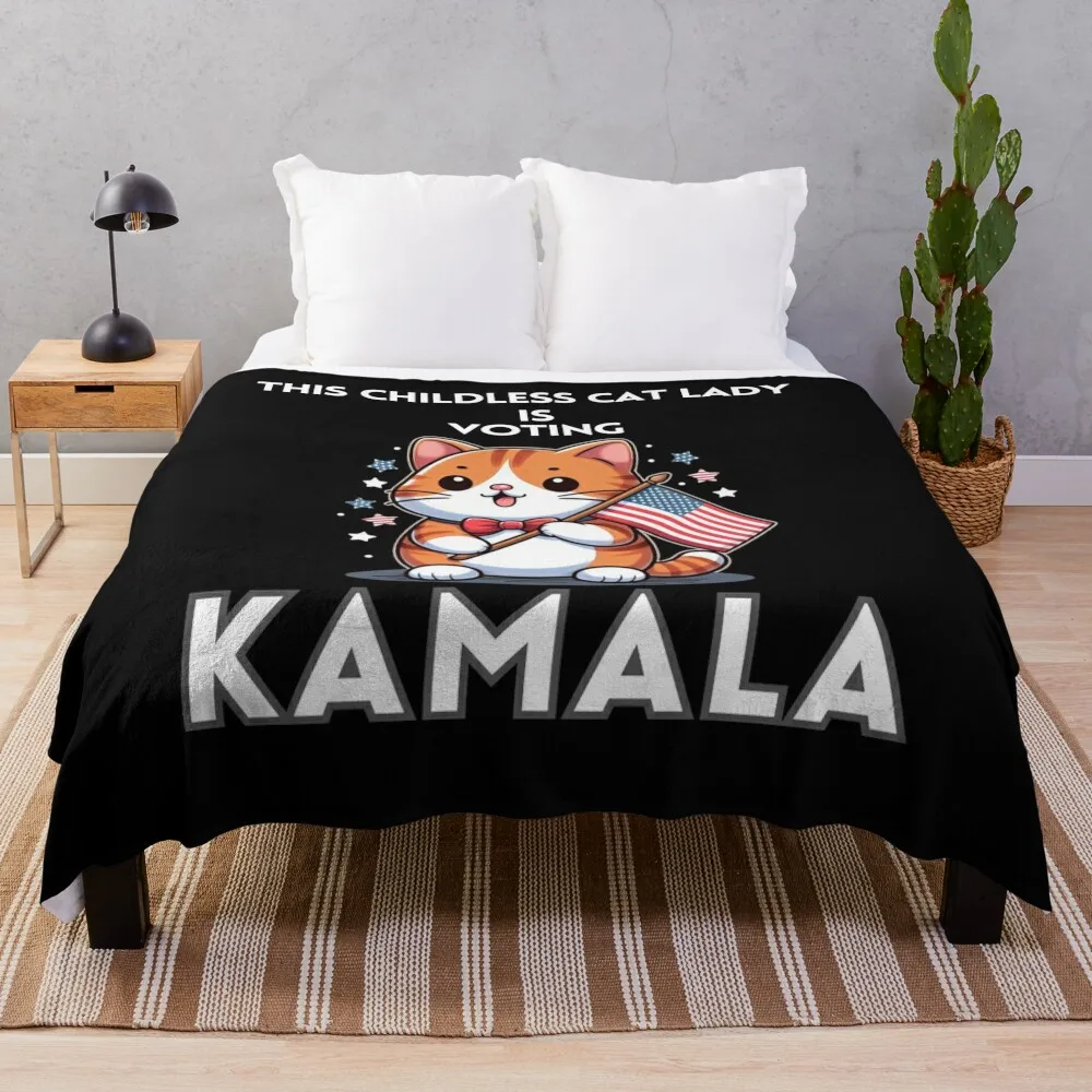 This Childless Cat Lady is Voting Kamala Throw Blanket christmas gifts for sofa blankets ands Blankets For Baby Blankets