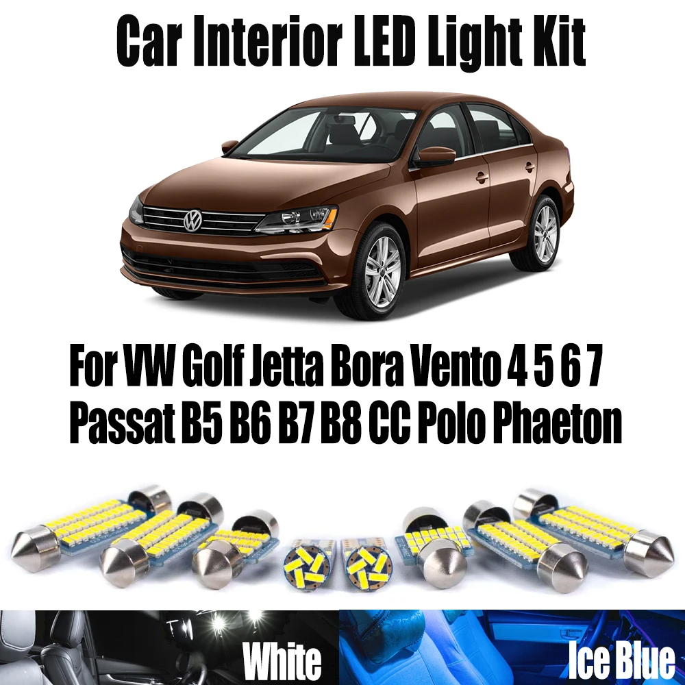 LED Interior Map Dome Trunk Light Car Ceiling Bulbs Kit For VW Golf Jetta Bora Vento 4 5 6 7 Passat B5 B6 B7 B8 CC Polo Phaeton
