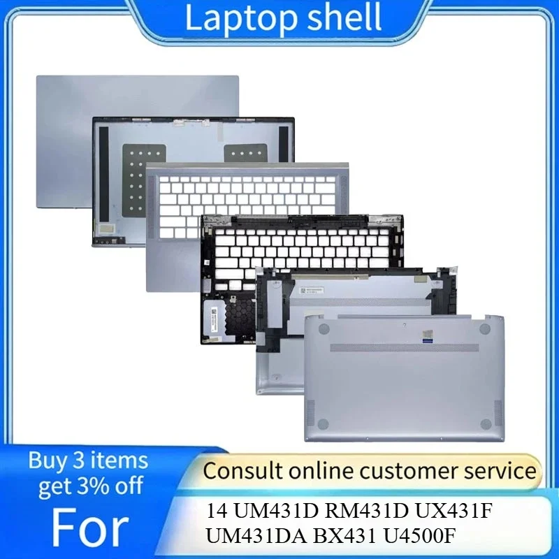 LCD Screen Back Cover Palmrest Lower Bottom Case 95% New Replace Cover For ZenBook 14 UM431D RM431D UX431F UM431DA BX431 U4500F