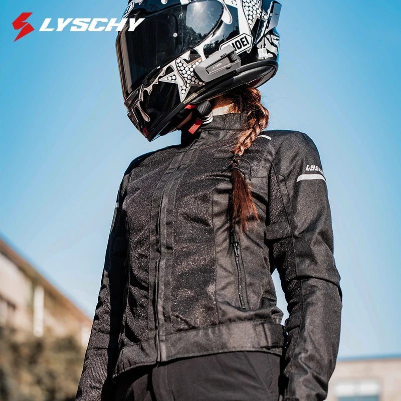 

Newest LYSCHY Girls Summer Breathable Mesh Night Reflective Racing Jacket CE1/CE2 Women Riding Clothes Slim Motorcycle Jacket