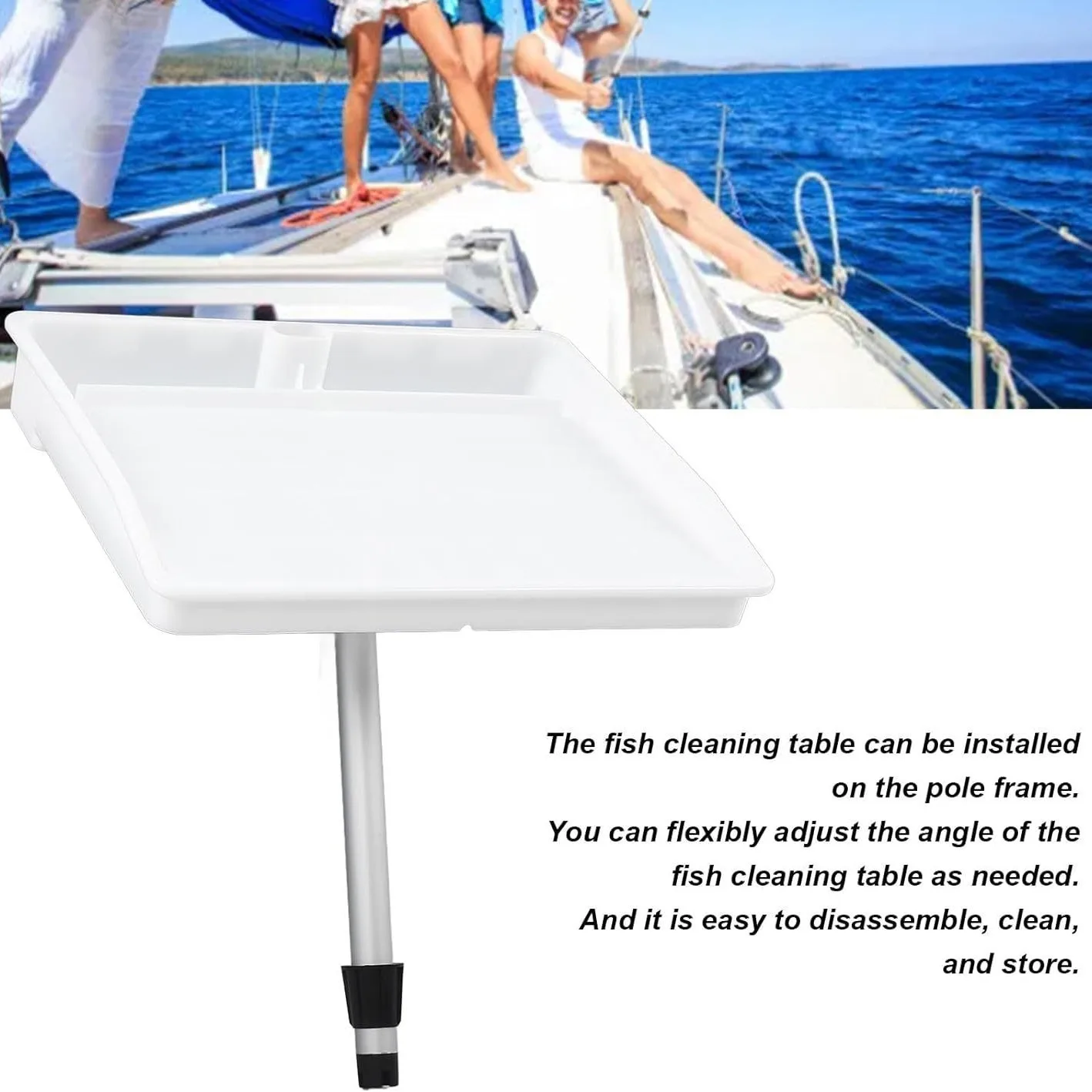 Professional-Grade Bait Board for Fishing Boats, Adjustable Fillet Table with Engraved Fish Scale & Knife Storage