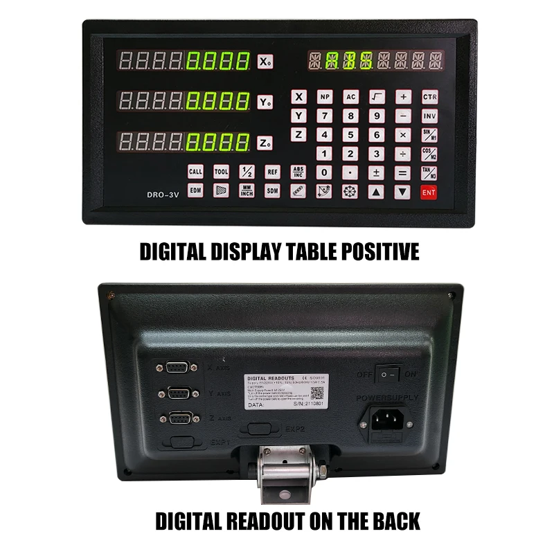 DRO-3V Digital readout Display and 3 Pieces 0-1000mm Linear scales Encoder For Milling machine EDM Boring Machine Grating ruler