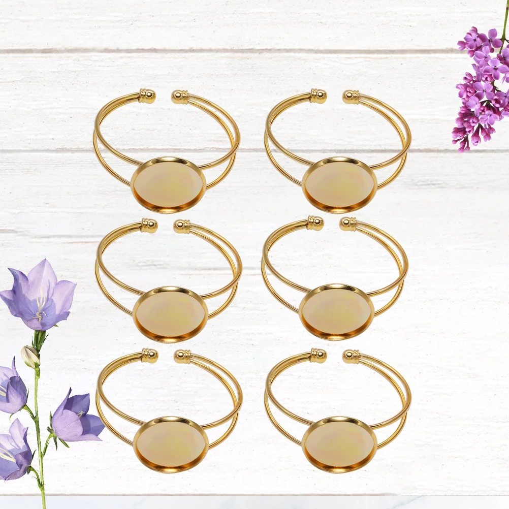 

6Pcs Copper Bracelet Bezels DIY 18mm Round Plate Rustproof Durable Wrist Chains for Jewelry Making Oval Pendant Copper Pendant
