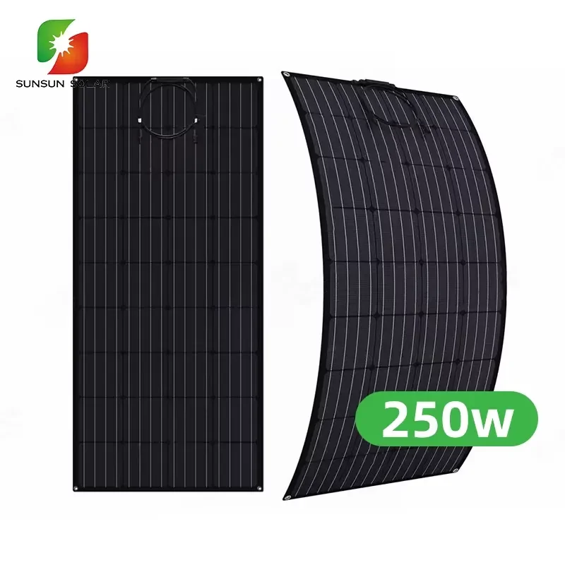 High Efficiency 250W Flexible Solar Panel Mono Cell ETFE Bypass Diodes IP67 for RV Marine Boat Car Roof Home Balcony System