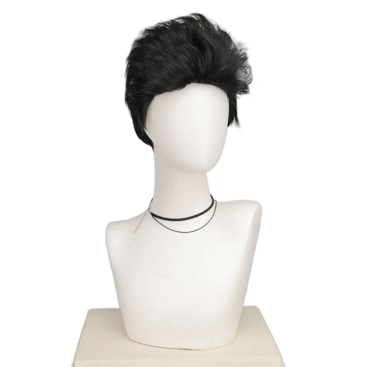 Peluca de Elvis Presley para hombre, peluca de cantante de rock negra, peluca de Elvis Presley para fiesta, peluca de fibra sintética