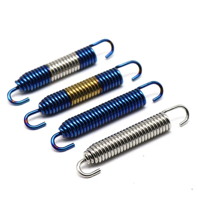 Sclmotos- 75mm 2pcs Motorcycle Exhaust Spring Hooks Stainless Steel Exhaust Front Middle Link Pipe Rotatable Metal Springs Kit