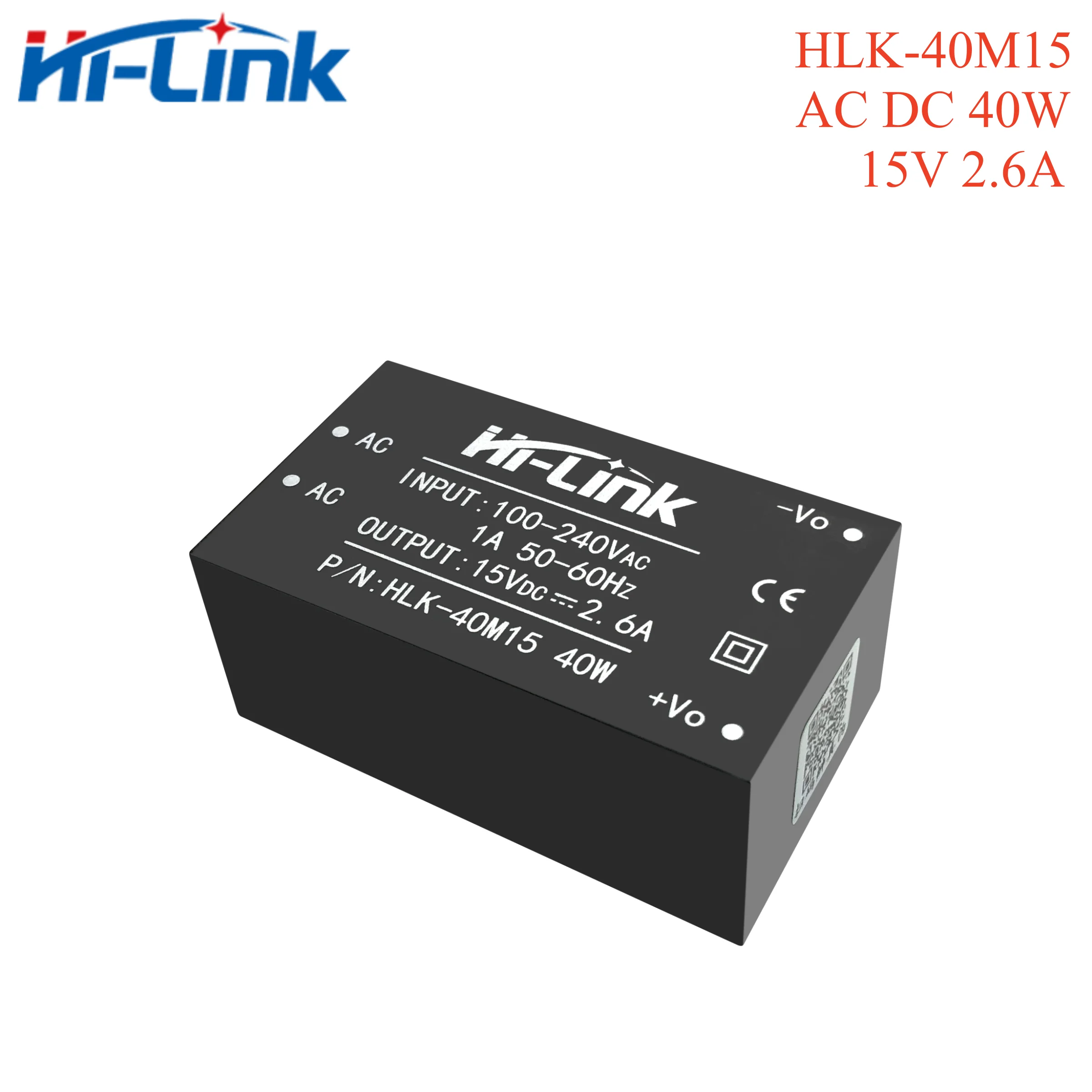 

2pcs/lot AC DC HLK-40M15 40W 220V to 15V 2.6A Power module LED power supply converter built-in EMC CE/ROHS certification 40M15