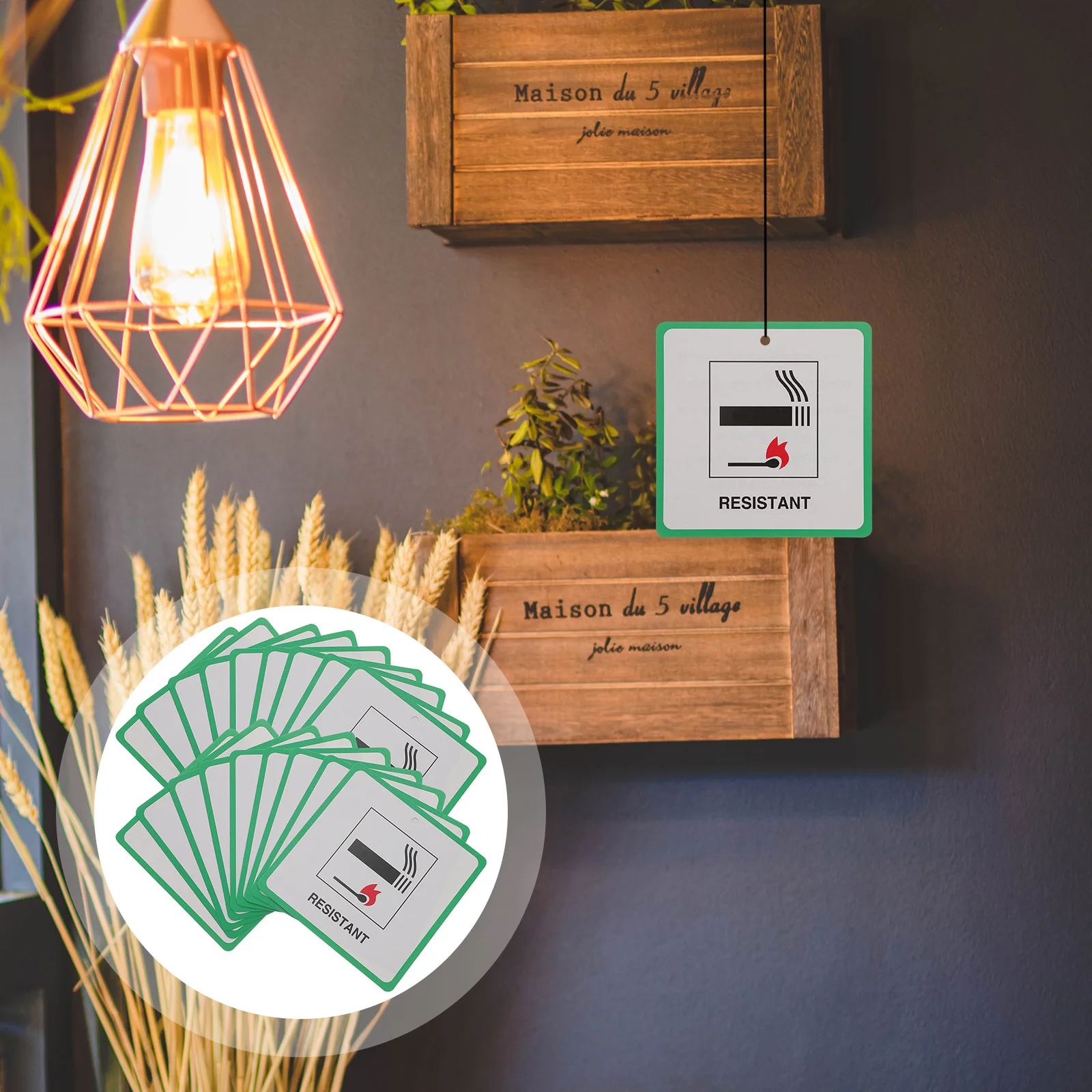 50pcs Fire Safety Labels for Furniture Coated Paper Warning Signs Stickers Durable Green DL7 Easy to Read Highly Visible