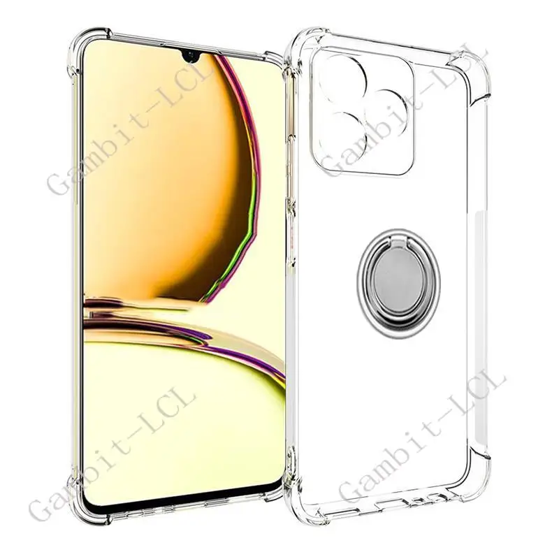 For Realme Note 50 C51 C53 Narzo N53 RMX3834 RMX3830 Back Ring Holder Bracket Phone Case Soft Silicone TPU Original Shockproof