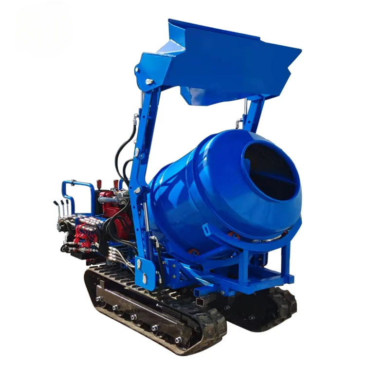 Crawler 200L 400L with Bucket Mini Self-Dumping Concrete Drum Mixer Crawler Concrete Mixer Machine Self Loading Concrete Mixer