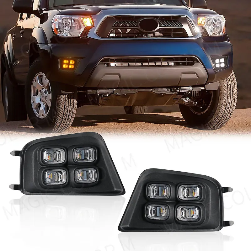 Car DRL For Toyota Tacoma 2012 2013 2014 2015 LED Daytime Running Lights Daylight Turn Signal Driving Auto Styling Fog Lamp 2pcs