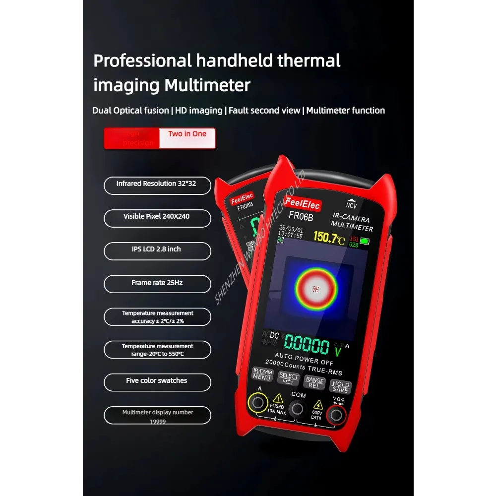 Ranlraka FR06B Thermal Imaging Camera 240x40 Resolution Temperature Tracking 19999 Count True RMS Multimeter Electrician Tools