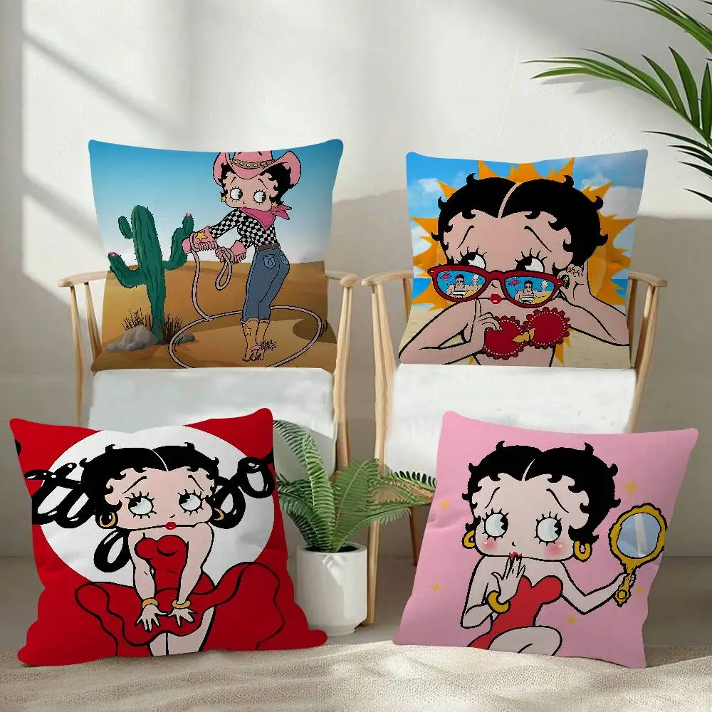 Cartoon B-Betty B-Boop Cushion Cover Soft Decorative Square Cushion Covers 45x45cm Pillowcases For Sofa Couch Bedroom