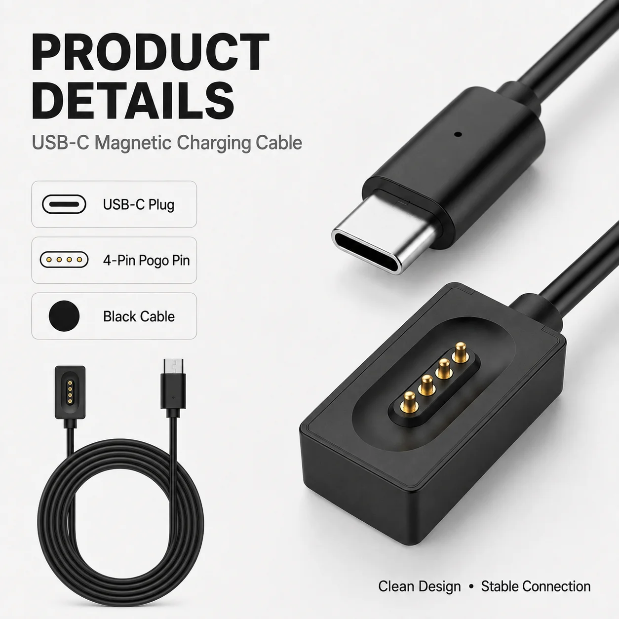Magnetic Charging Cable for Xiaomi Bone Conduction Headphones 2 USB-C Charger Replacement Cord for Mi Bone Conduction Headset