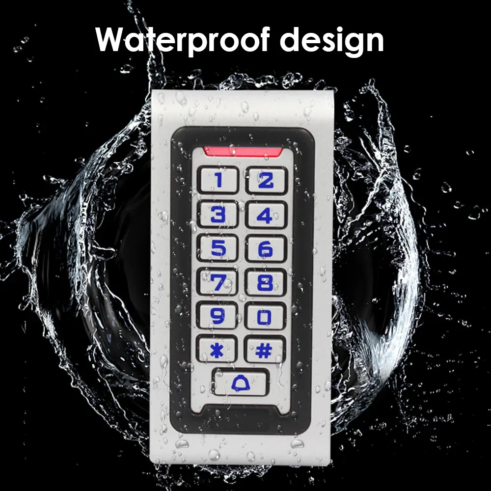 Waterproof Backlight RFID Door Access Control Reader Keypad 1000 Users Doorbell 125KHz EM Card Gate Opener Smart Electric Lock