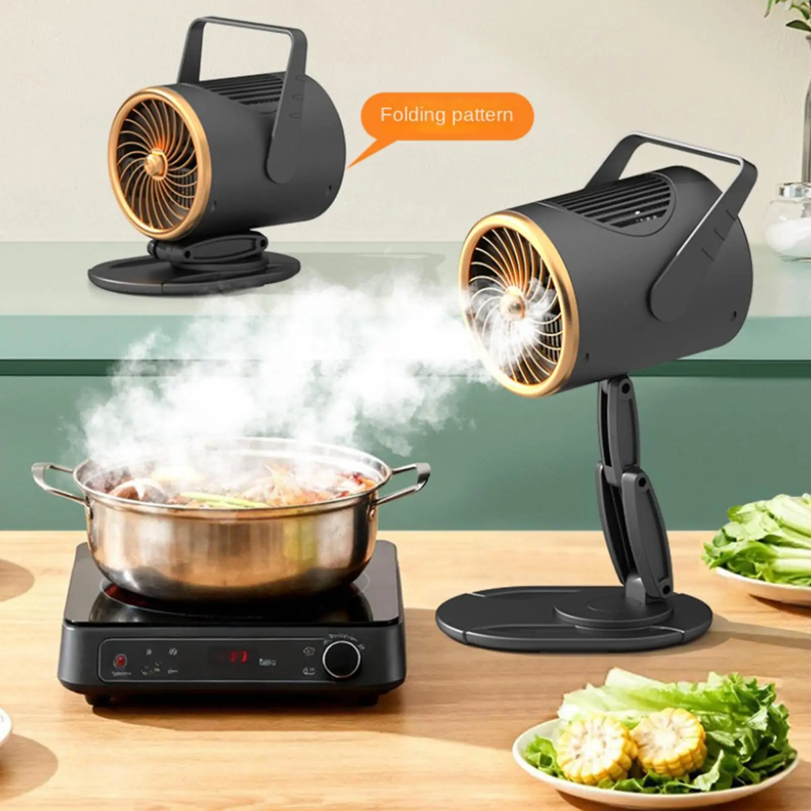 

Portable Range Hood 3-Speed Rechargeable Low Noise Desktop Extractor Desktop Range Hood with Adjustable Stand for Indoor Outdoor