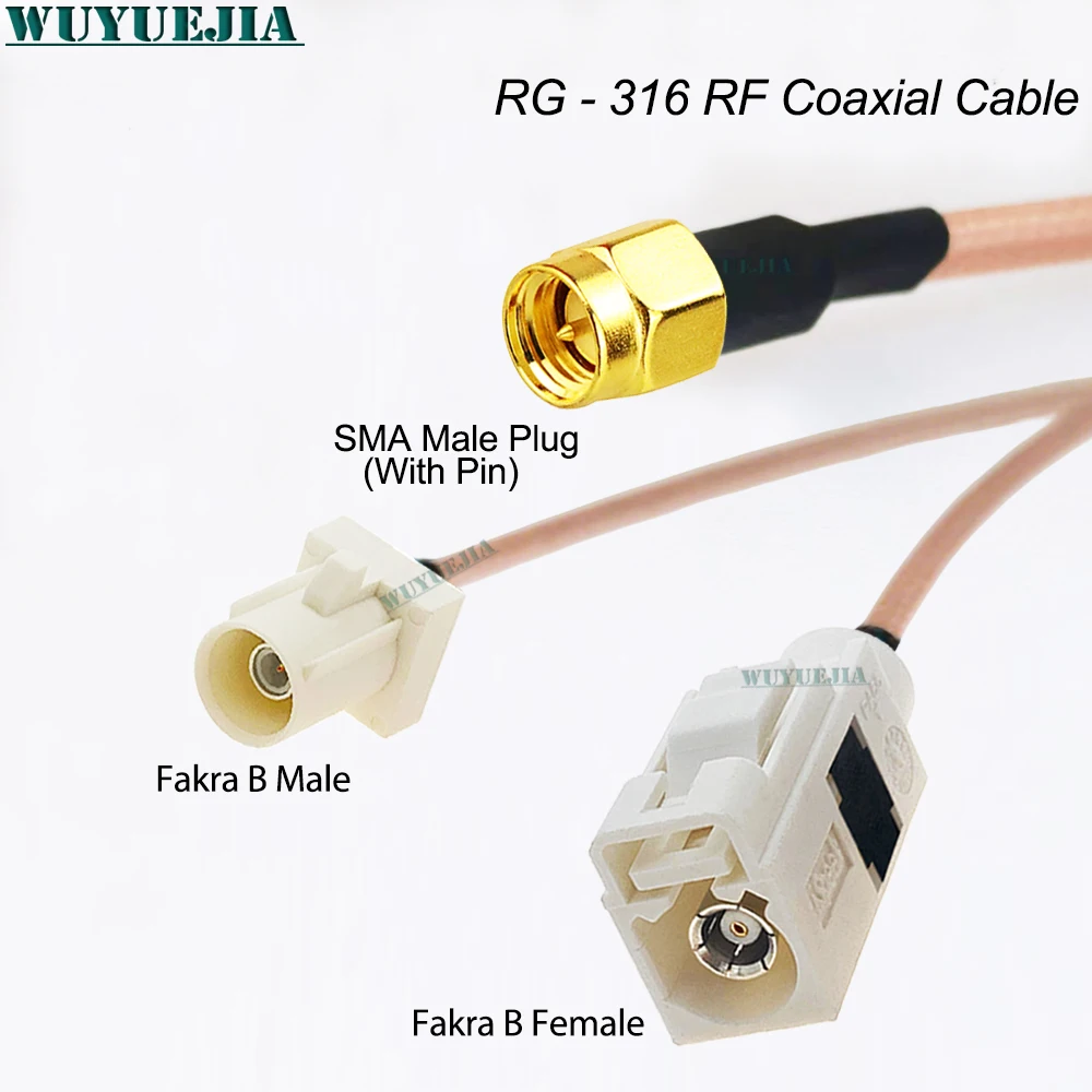 Y Type RG-316 RF Coaxial Cable SMA Male Plug to Double Fakra B Female 50 ohm Connector WIFI Router Antenna Extension Cord Jumper