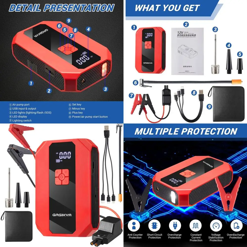 

TM16E2 Автомобильный аккумулятор для стартера 7000 Ач для газовых и дизельных двигателей мощностью 5,0 л и 3,0 л, портативный прыжок 12 В, 29,6 Втч