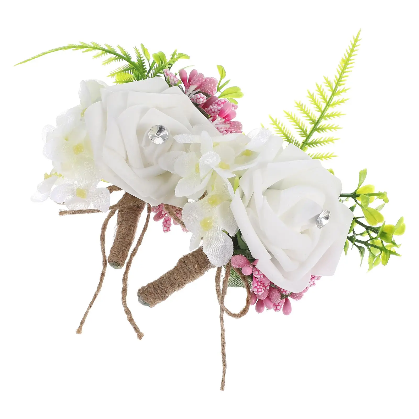 

2 Pcs Rose Corsage Boutonniere Wedding Wedding Decoration Decoration Bright Color Bridal Party Rose Corsage Accessory