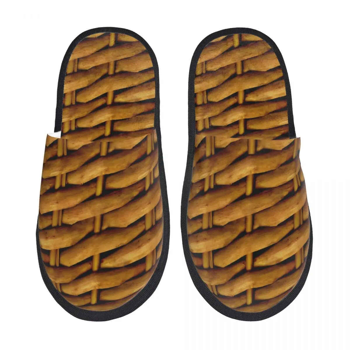 

Custom Print Women Weave Rattan Wicker Print House Slippers Cozy Warm Memory Foam Fluffy Slipper Indoor Outdoor Shoes