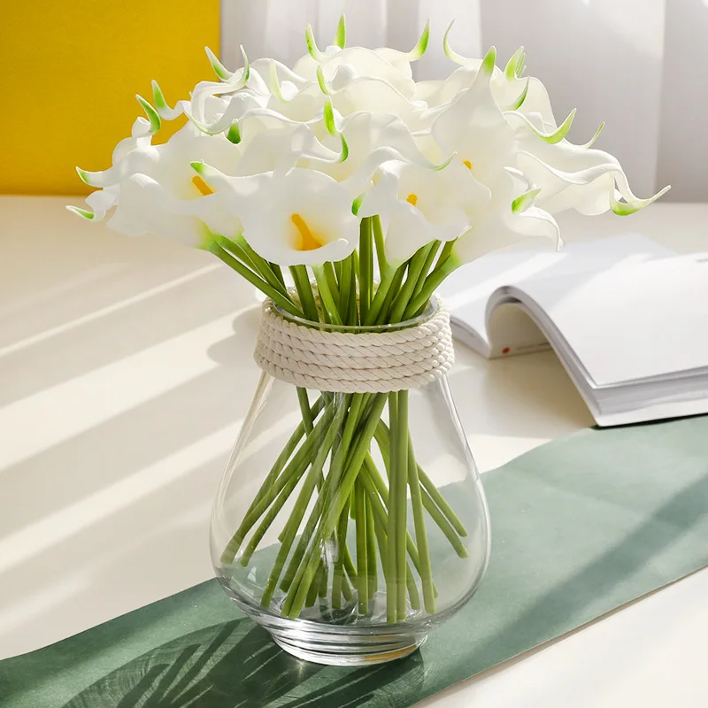 5/10pcs weiße Calla Lilie künstliche Blumen echte Berührung Hochzeits strauß Braut dekoration Party Wohnkultur Pu gefälschte Blumen – Detail 4