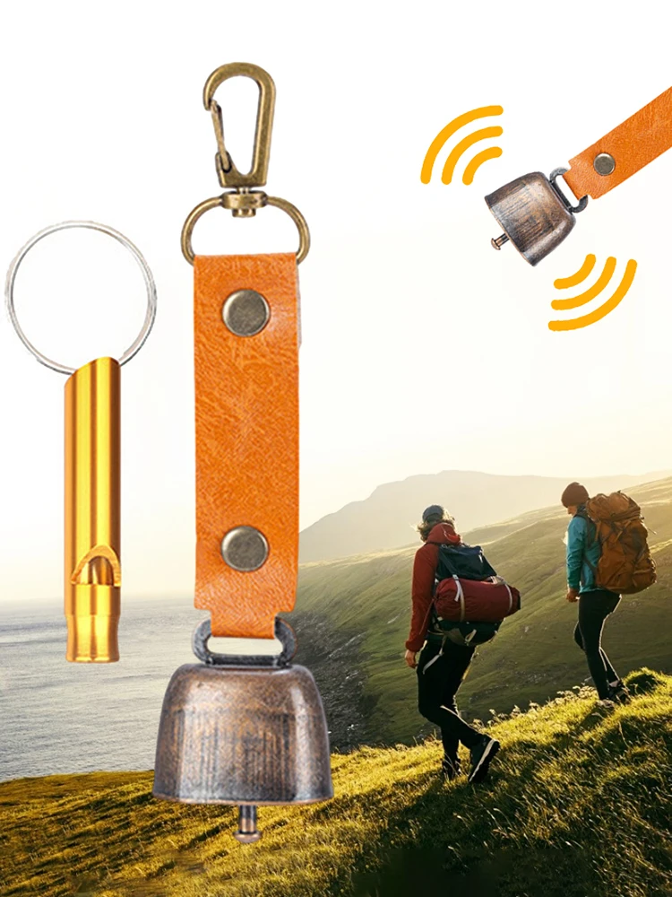 جرس الدب مع مجموعة صافرة مع كاتم الصوت المغناطيسي جرس طارد الدب معلق جرس الدب التخييم في الهواء الطلق المشي لمسافات طويلة معدات الطوارئ #4