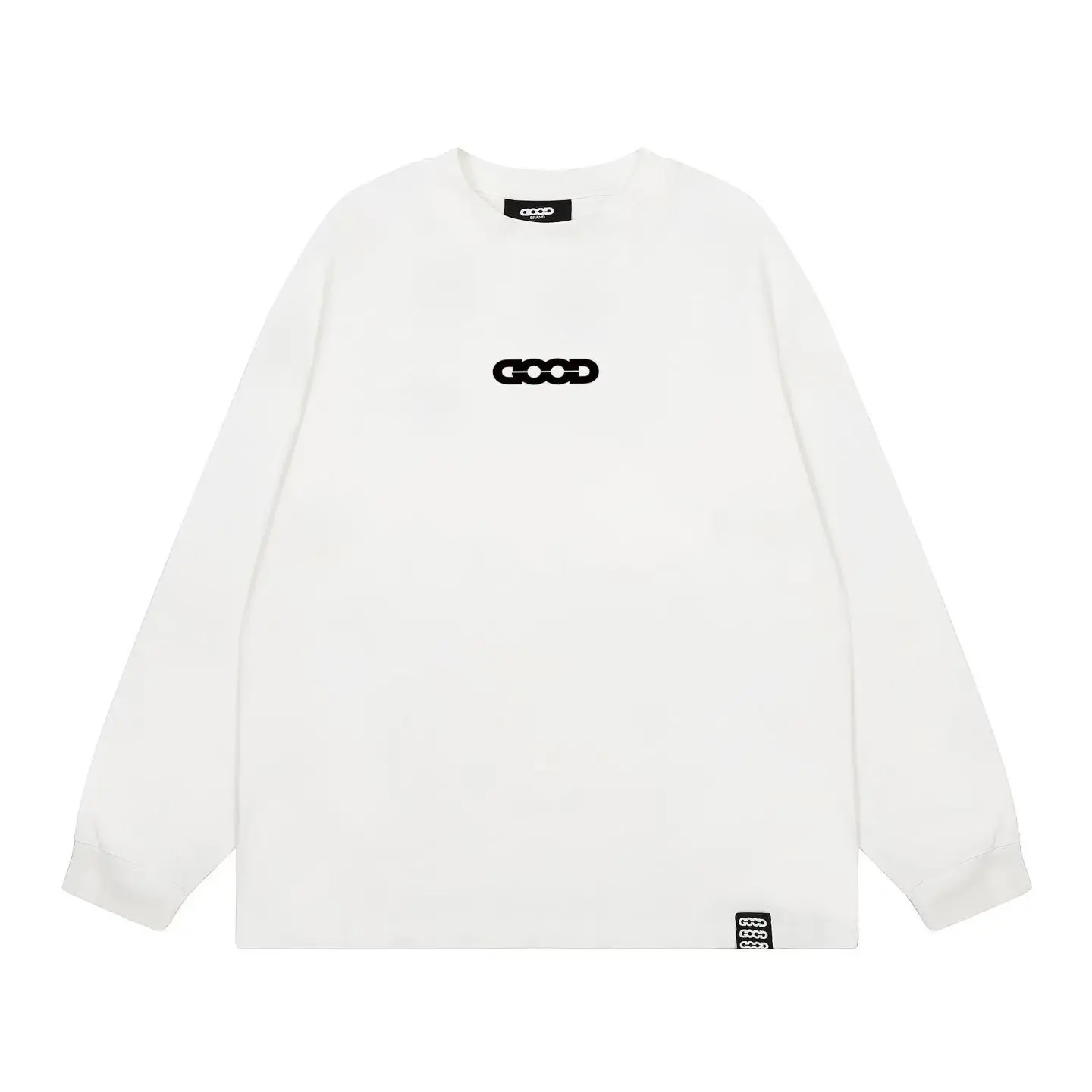 High-Quality Goodbrand Fashion GOOD Long-Sleeve T-Shirt with Small Logo in Center Unisex Long-Sleeve Base Layer for Fall/Winter