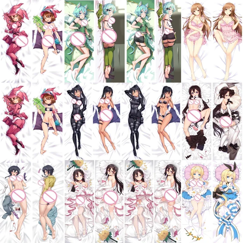 Japanese Anime Pillowcase Sword Art Online Yuuki Asuna Shinozaki Rika Kirigaya Suguha Hugging Body Dakimakura Throw Pillow Cover