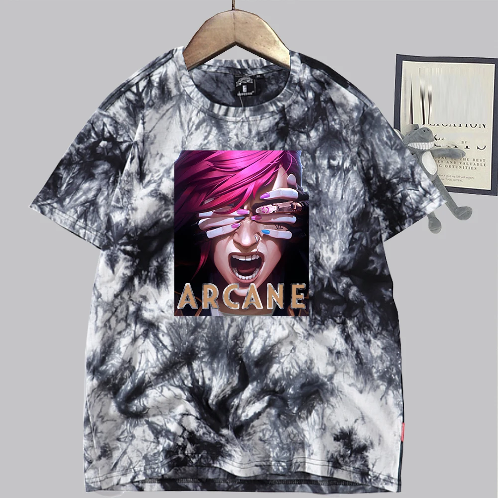 Arcane Vi & Jinx Retro Tie Dye Shirt Unisex Round Neck Short