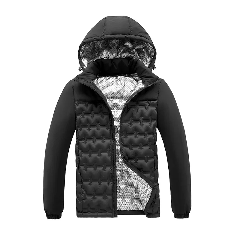 

Winter Men Down Jacket Contrast Color Long Sleeve Male Outerwear Stand Collar Detachable Hooded Zipper Business Casual Man Coat