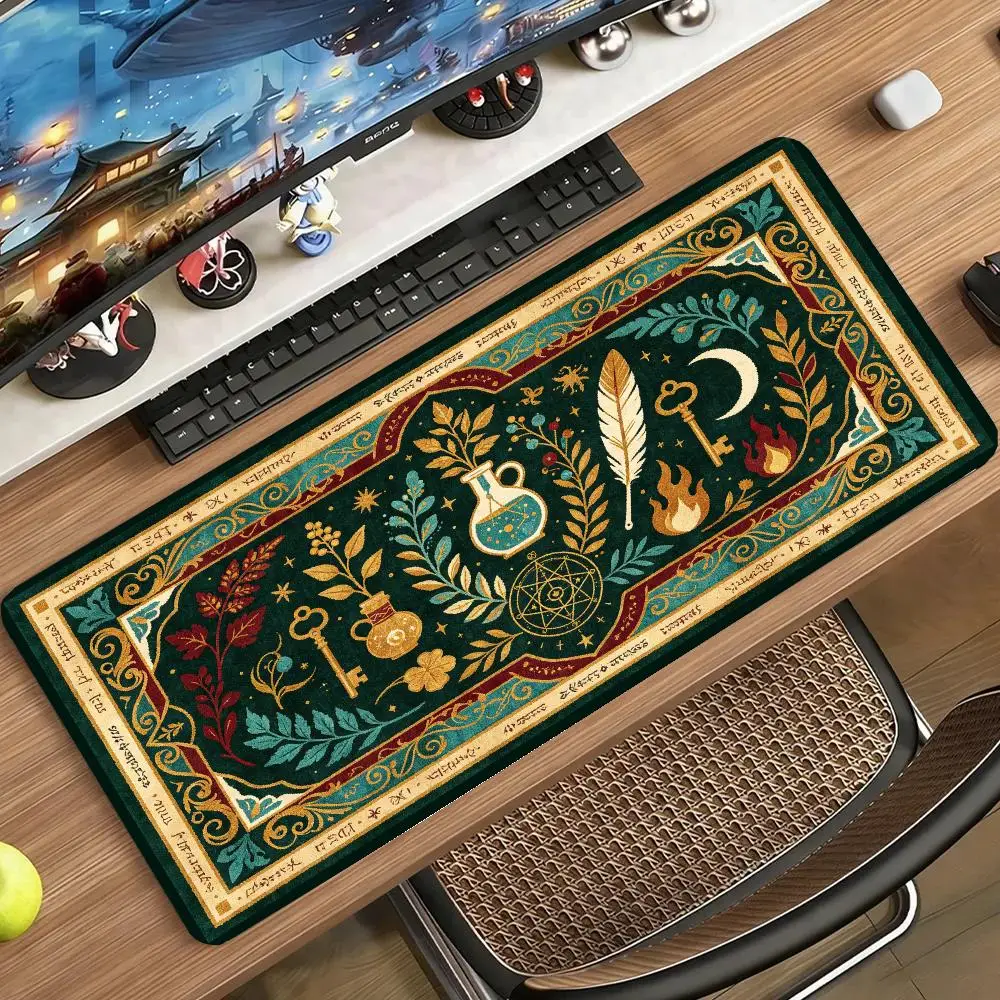 Vintage Key Feather Botany Rug Mouse Pad Table Mat Thick Rubber Non Slip Base For Retro Study