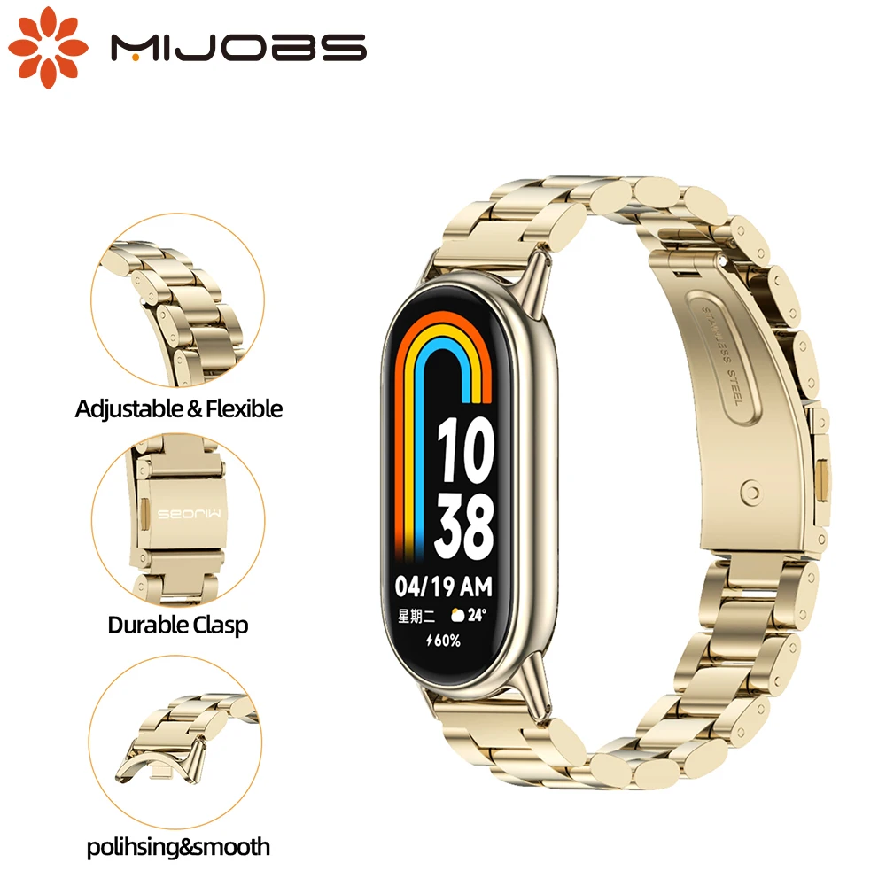 حزام لـ Mi Band 9 8 سوار معصم معدني لساعة for Xiaomi Mi Smart Band 9 Miband 8 ملحقات بديلة