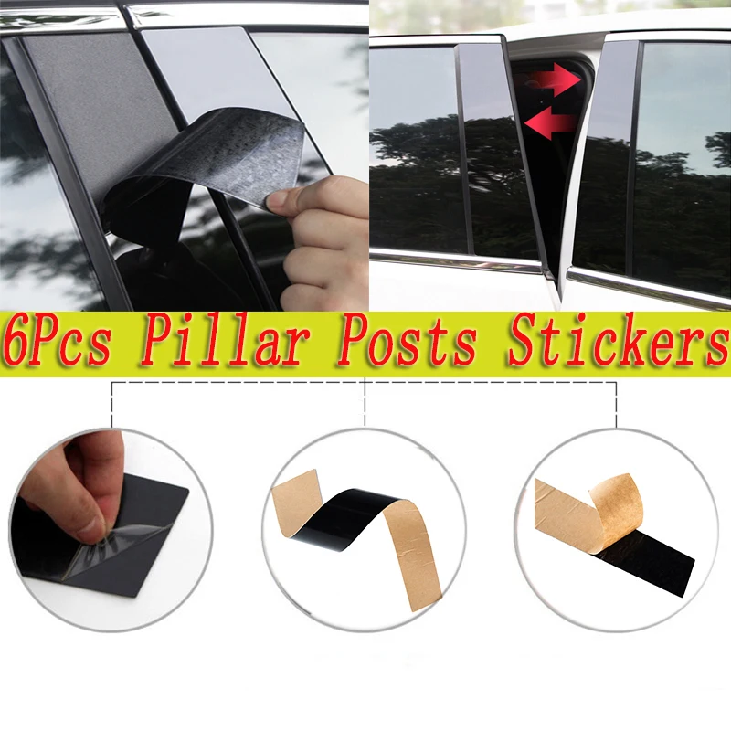 

6Pcs Black Pillar Posts Decorative Fit Peugeot 308 I/T7 2008 2009-2013 Car Door Window Trim Cover Stickers Panel Accessories