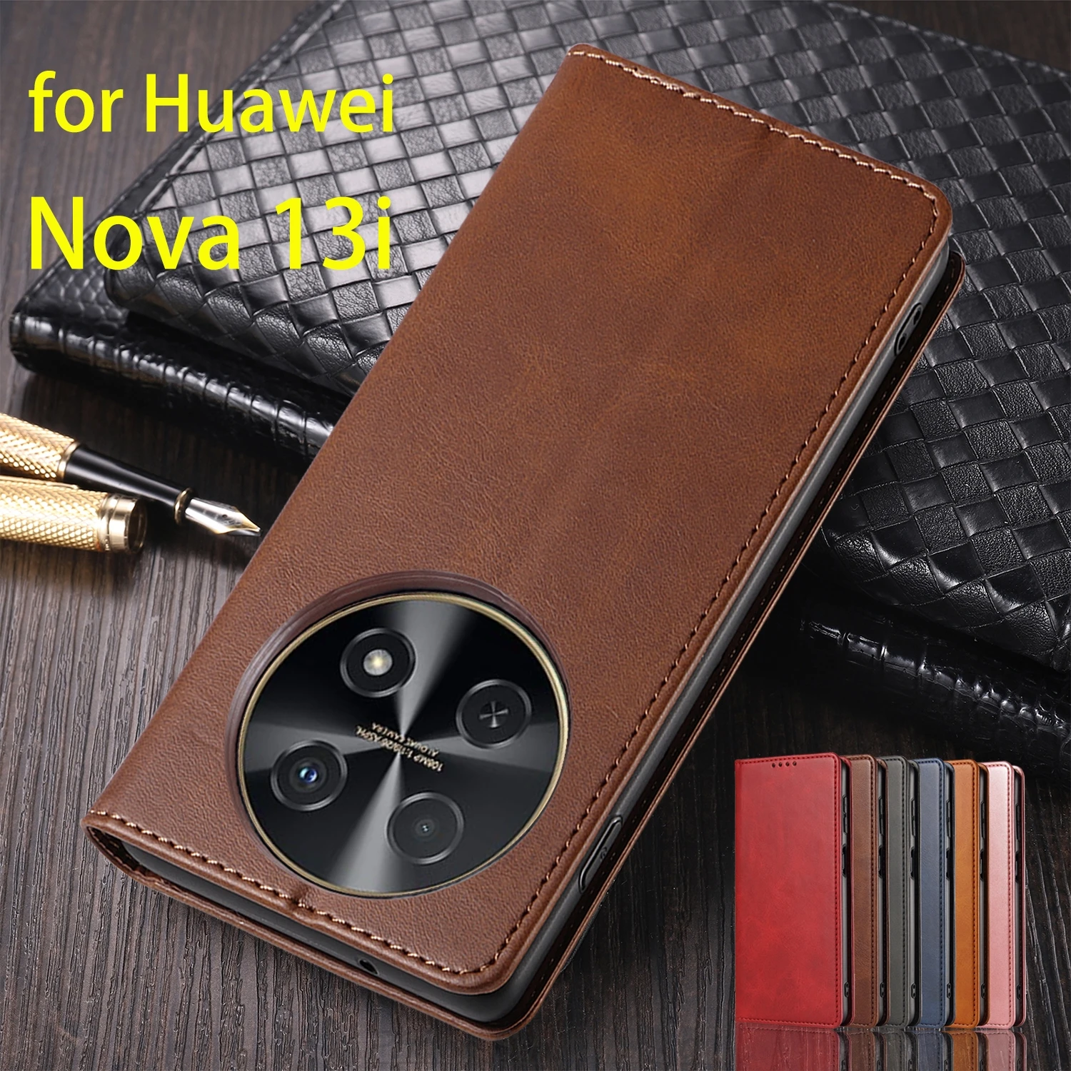 

Кожаный чехол для Huawei Nova 13i, флип-чехол, держатель для карт, кобура с магнитным притяжением, чехол-кошелек, чехол-кошелек, чехол Fundas Coque