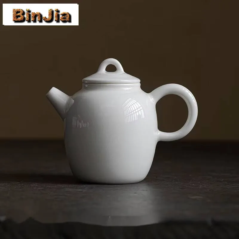 140ml Handmade Apricot White Tea Pot Chinese Filter Teapot Retro Brewing Simple Kettle Puer Drinkware Ornaments Gifts Accessorie