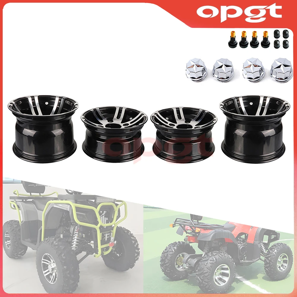 OPGT 4 Pcs 10 inch Aluminum Alloy Wheel Hub Front & Rear Rim For 125cc 150cc 200cc 250cc ATV Quad Go Kart UTV Buggy Golf Cart