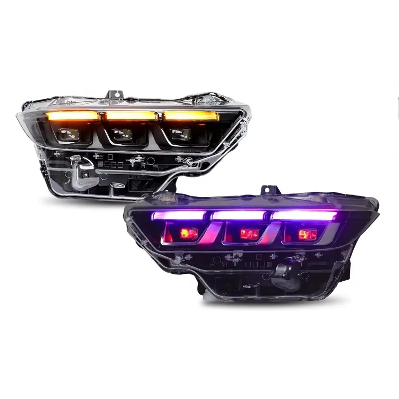 

1106 HOT Archaic Colorful Front Lamp LED Projector Headlights RGB DRL Animation Front Lights for Ford Mustang Headlight 2024 + S
