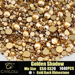 CARLOW 1440Pcs Bulk Wholesale SS4-SS20 Top Quality Golden Shadow Glass Rhinestone Flatback Stone Nail Art DIY Accessories JD-058