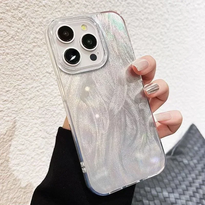 Luxury Laser Silver IMD Phone Case For Samsung Galaxy A55 A15 A35 A05 A54 A53 A52 A34 A14 S24 S23 FE S22 S21 Plus Ultra Cover