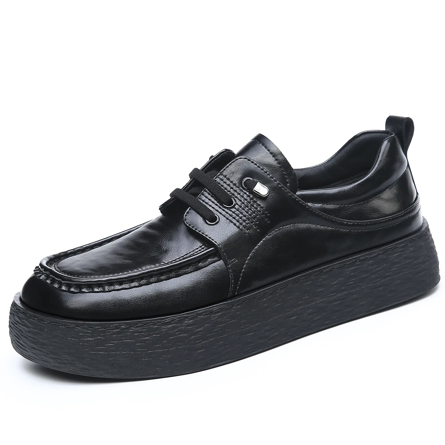 

2026 New Genuine Leather Shoes for Men Black Fashion Business Casual Shoes Male Spring Autumn Breathable Platform Shoe Man