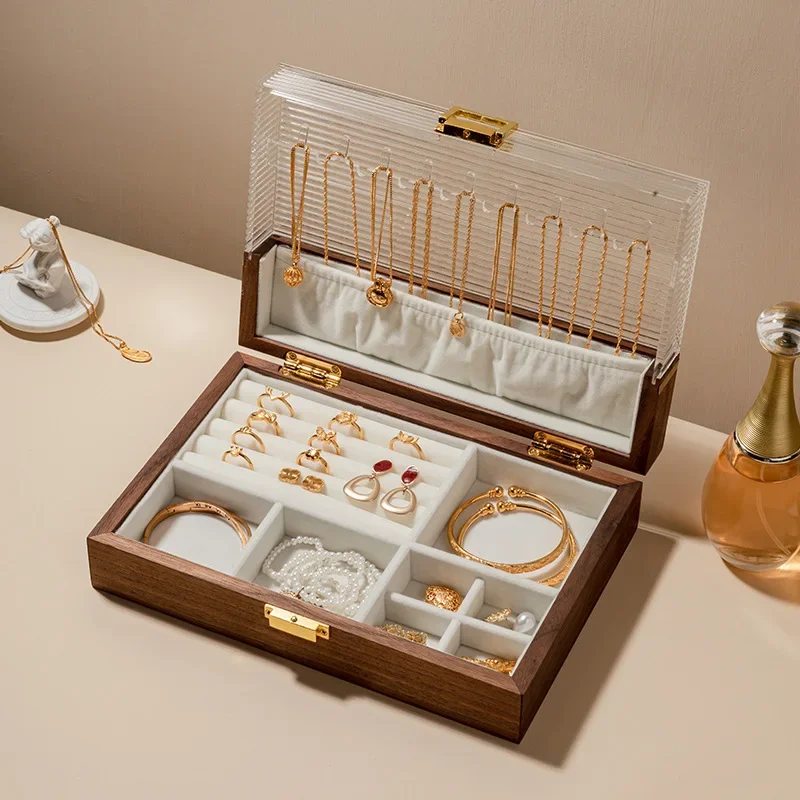 Jewelry storage high-end exquisite wooden hand jewelry 2025 new acrylic necklace box gift box