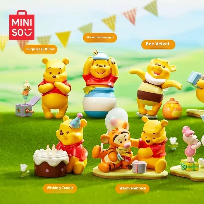 

Authentic MINSO Disney Winnie The Pooh Friends Party Theme Collectible Figure Gift Trendy Blind Box Toy Collectors Item