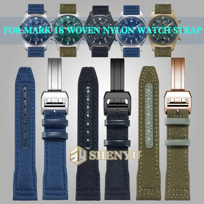 20mm 21mm 22mm Nylon Strap For IWC Pilot Mark XVIII Spitfire Bronze Portugieser Watch Replacement Strap Repair Black Blue Green