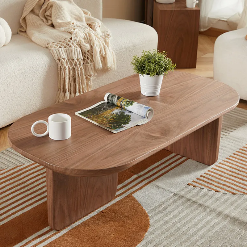 

Wabi Sand wind log coffee table home Nordic modern simple living room storage oval solid wood Japanese small coffee table