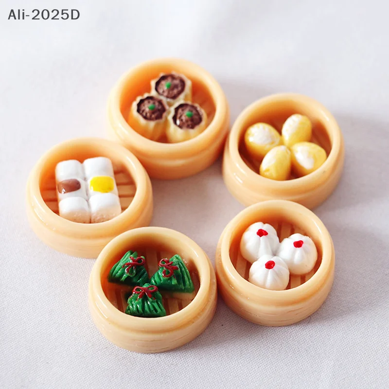 

5pcs 1:12 Scale Miniature Dollhouse Chinese Dim Sum Food for Decor Toys