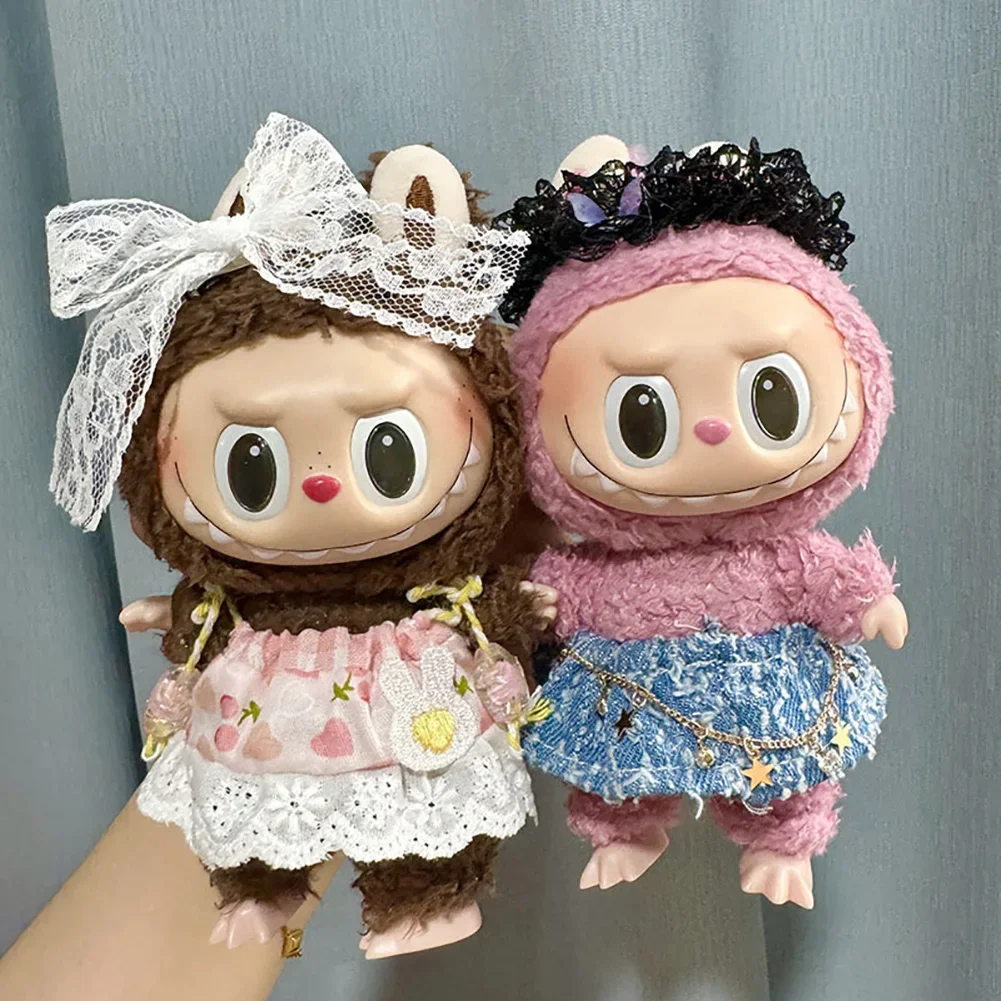 17cm Mini Plush Doll'S Clothes Outfit Accessories For Korea Kpop Exo Labubu I II Idol Dolls Overalls dress Clothing Gift