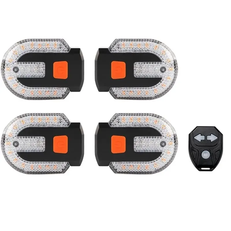 

A74K-Waterproof Strobe Bike Rear Lights, 4Pcs Turn Signals For Bicycles Featuring Integrated Tail Light Alarm& Remote Control